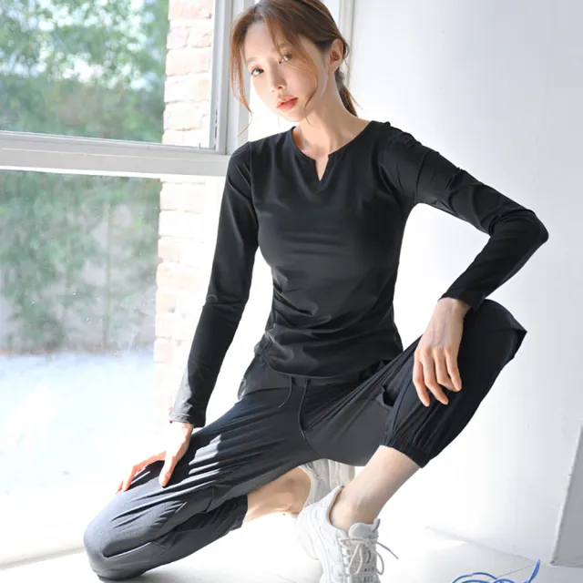 【BODYAIR】任2入 修小V臉側抽褶長袖上衣(瑜珈.慢跑.運動.健身.透氣.舞蹈.運動服)