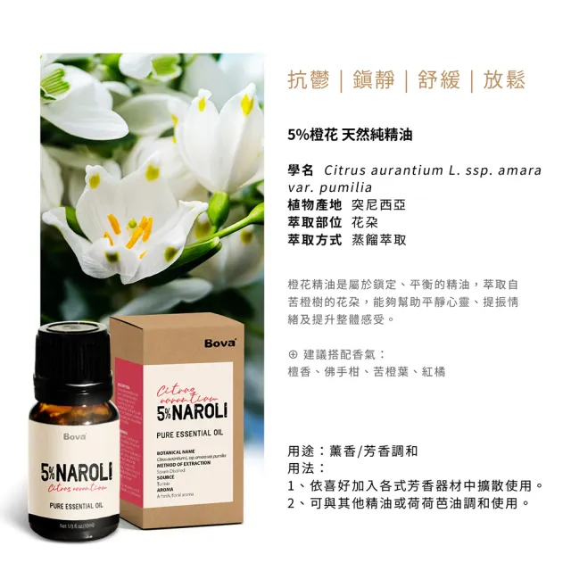 【Bova 法柏精品香氛】法柏天然5%橙花精油10ml(花香調  單方精油)