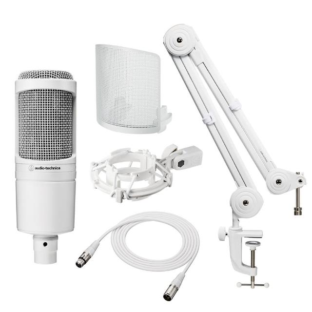 【audio-technica 鐵三角】White Party 麥克風直播套組(雪白麥克風組合)