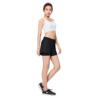 【iFit 愛瘦身】Fitty 網布拼接雙層運動短褲