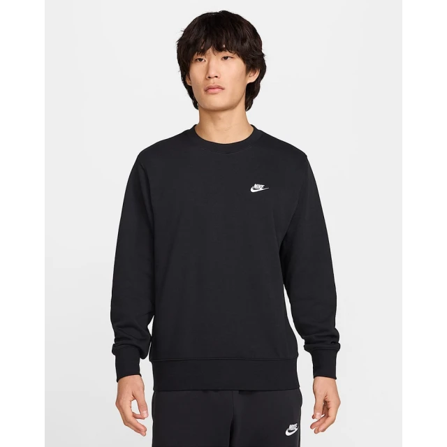 NIKE 耐吉 圓領套頭衫 大學T 男款 AS M NK CLUB FT CREW 黑色(FN3889010)