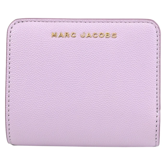 MARC JACOBS 馬克賈伯 經典金屬LOGO素雅防刮扣式零錢短夾(粉紫)