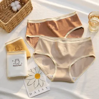 【chiao!Babe 俏寶貝】4件組 Happy bear螺紋純棉少女內褲(M-XL/學生/少女/兒童/4色)