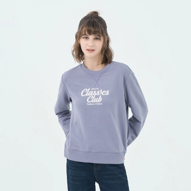 GIORDANO 佐丹奴 女裝長袖大學TEE Classics Club系列(11 花崗岩藍)