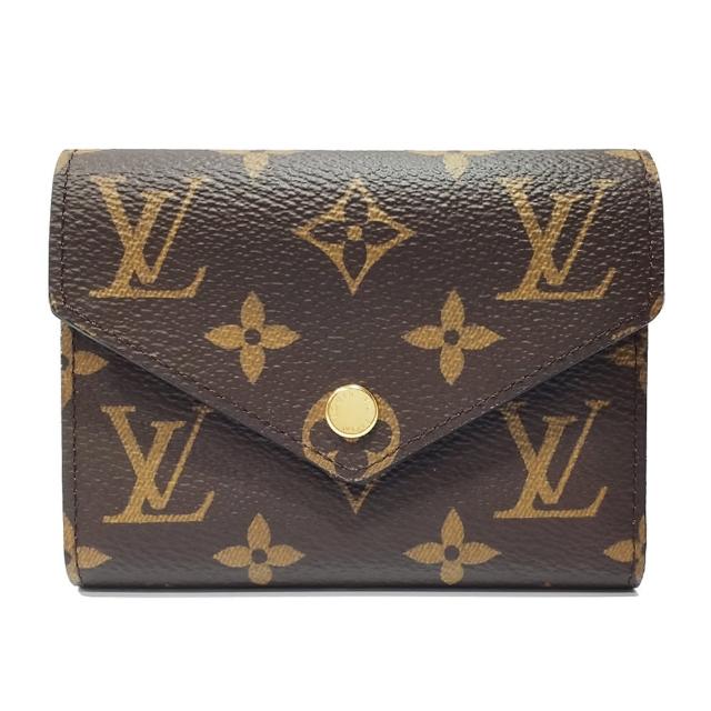【Louis Vuitton 路易威登】M41938 經典Victorine系列經典Monogram帆布三折暗釦短夾(紫紅色)