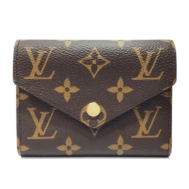 【Louis Vuitton 路易威登】M41938 經典Victorine系列經典Monogram帆布三折暗釦短夾(紫紅色)