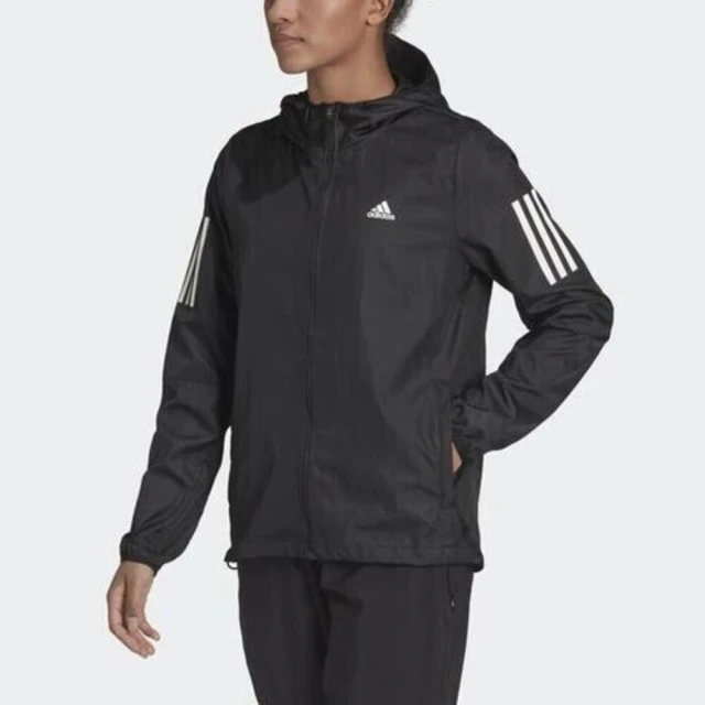 adidas 愛迪達 Otr Windbreaker 女 連帽外套 風衣 高領 運動 跑步 反光 亞洲版 黑(H59271)