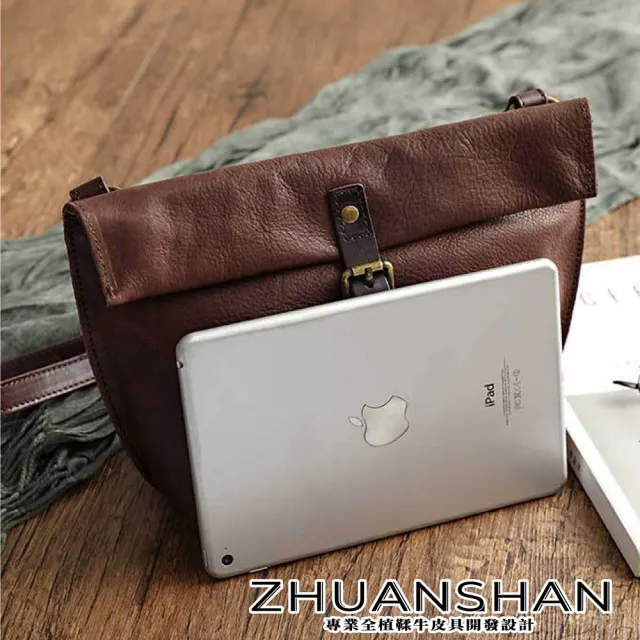 【ZHUANSHAN】真皮 光滑柔軟植鞣牛皮單肩包 斜肩包 真皮包包(黑色／棕色／咖啡色／紅色／黃色)