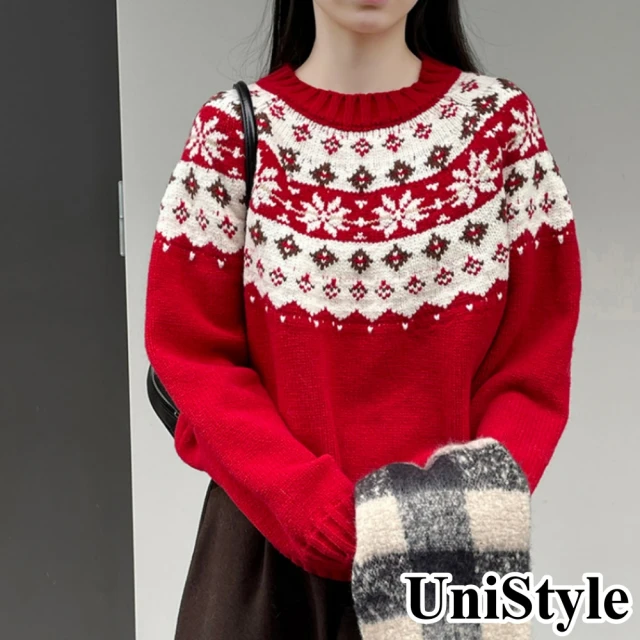 UniStyle 圓領長袖毛衣 韓版撞色條紋上衣 女 WTF