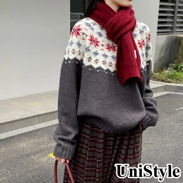 UniStyle 飄帶長袖毛衣 韓版設計感系帶釘珠上衣 女 