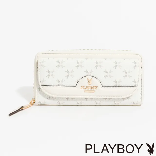 【PLAYBOY】拉鍊長夾  White Bunny系列(米白色)