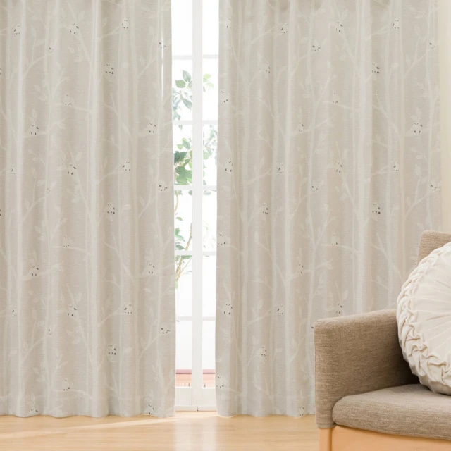 PLUSIEURS 清爽黃檸檬樹穿桿窗簾(雙開合計 寬190