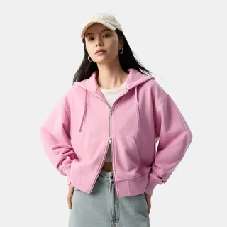 【GAP】女裝 Logo刺繡連帽外套-粉色(725699)