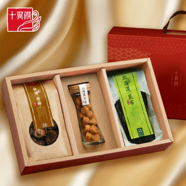 十翼饌 食來運轉吉祥多福禮盒(大香菇/干貝/龍眼/附提袋/春