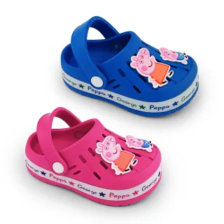 【童鞋城堡】童鞋 中童 LED鞋底燈 洞洞鞋 佩佩豬(PG1085-藍.桃)