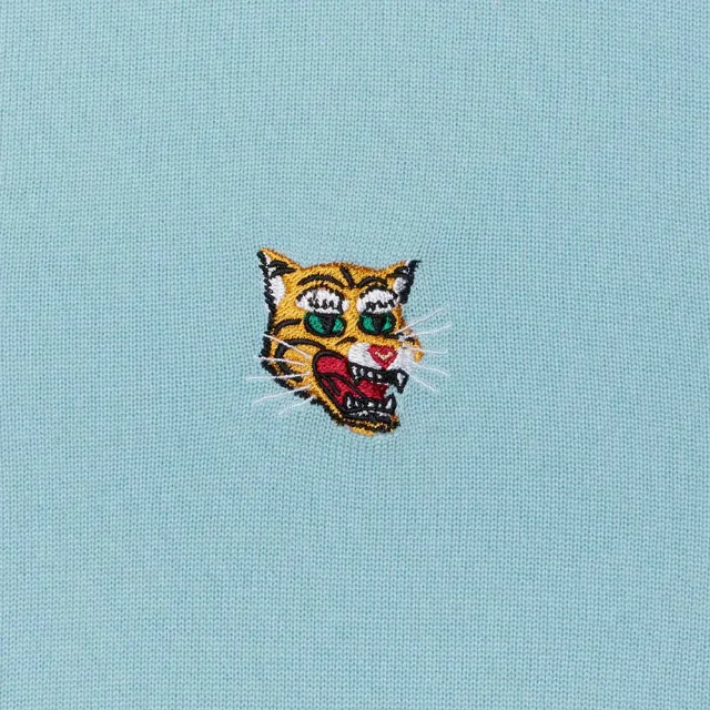 【Onitsuka Tiger】鬼塚虎 淺藍色虎頭刺繡休閒針織外套 (2183B436-400)