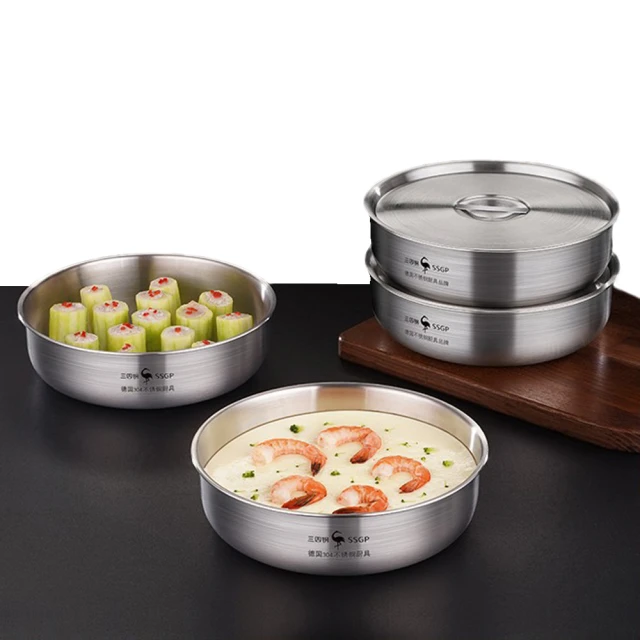 PUSH! 餐具用品 燉盅316不銹鋼18cm帶蓋蒸蛋碗水蒸