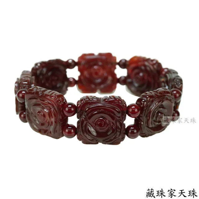 【藏珠家】紅玉髓四方財咒板珠天珠手鍊