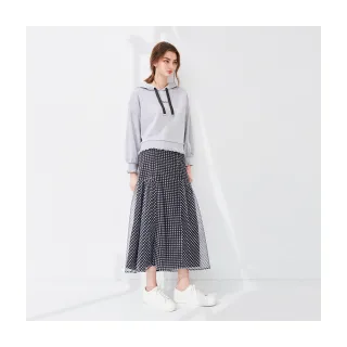 【Le Polka】輕薄細格紋網紗長裙-女