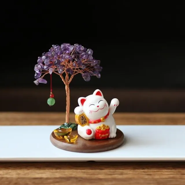 【JEN】水晶招財樹 招財貓 2選1(開業送禮 交換禮物 生日禮物 喬遷 入新居 尾牙 新年送禮)