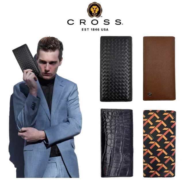 【CROSS】限量1折 頂級小牛皮對開22卡長夾 全新專櫃展示品(買一送一名牌鋼筆 送禮盒提袋/現貨)