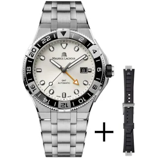 【Maurice Lacroix 艾美錶】AIKON Venturer GMT 機械錶 套錶 附贈橡膠錶帶-43mm(AI6158-SS00F-130-A)