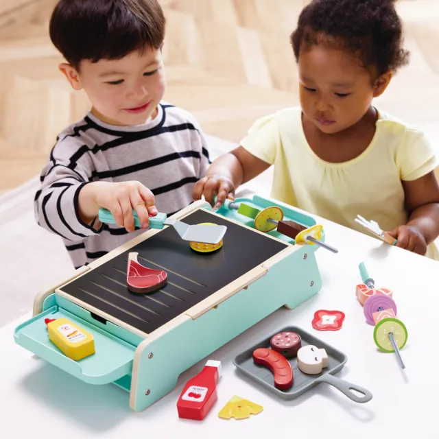 【Hape】多功能模擬BBQ組合(益智成長/家家酒玩具/木製玩具/木頭玩具)