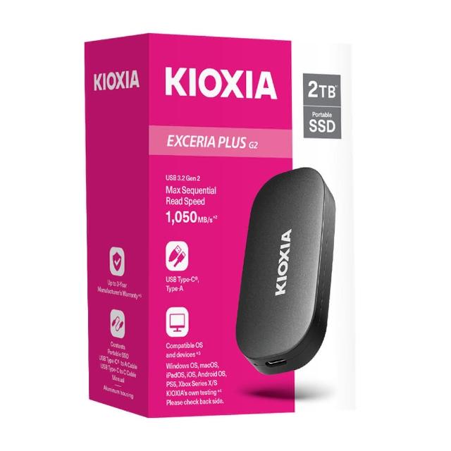【KIOXIA  鎧俠】Exceria Plus G2 行動固態硬碟 USB3.2 Gen2 2TB(LXD20K002TG8)