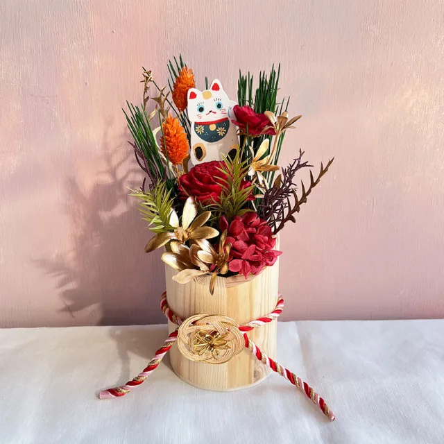 【OSTARA FLORIST 奧斯塔拉花藝】恭喜發財擴香招財貓盆花(永生花、擴香花、祝賀、新年、生日)