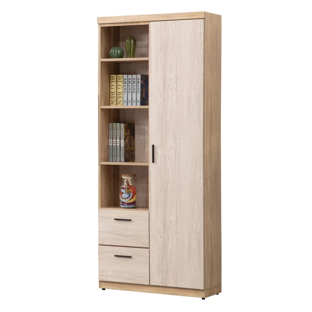 唯熙傢俱唯熙傢俱 唯樂雙色2.5尺右書櫃(書櫃 半開放式書櫃 收納櫃 置物櫃)