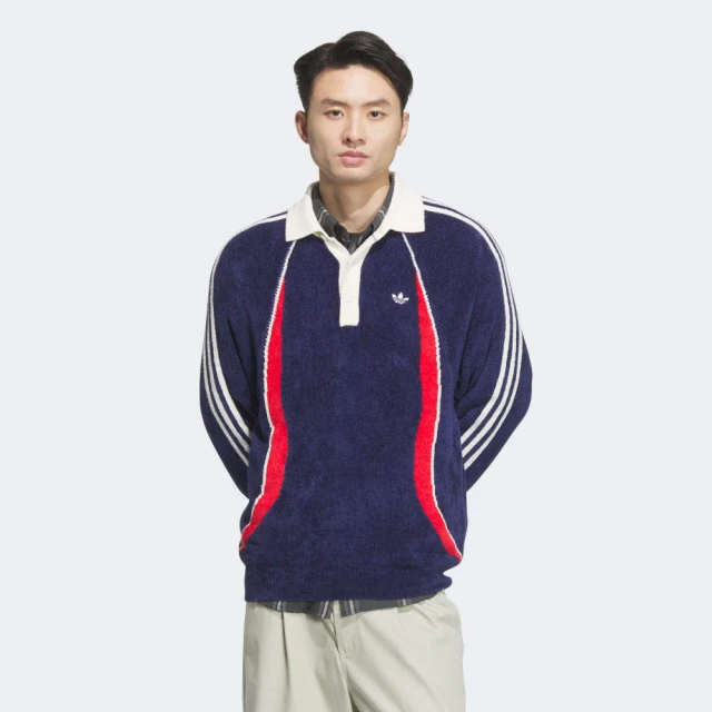 adidas 愛迪達 長袖上衣 男 POLO衫 三葉草 CNY新年 RS M SWEATER 藍白 JN3795