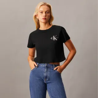 【Calvin Klein】官方旗艦館 CK Monogram 短版 T恤_黑色
