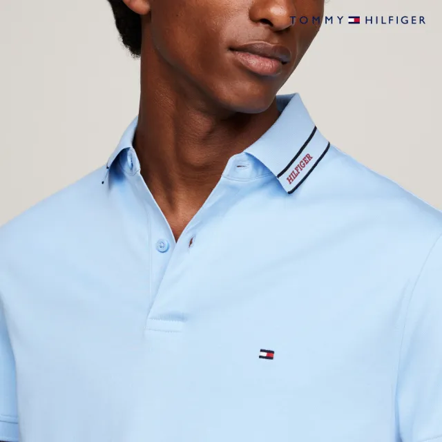 【TOMMY HILFIGER】官方旗艦館 Monotype 雙面針織標誌 Polo 衫_藍色
