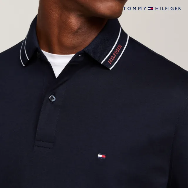 【TOMMY HILFIGER】官方旗艦館 Monotype 雙面針織標誌 Polo 衫_藍色