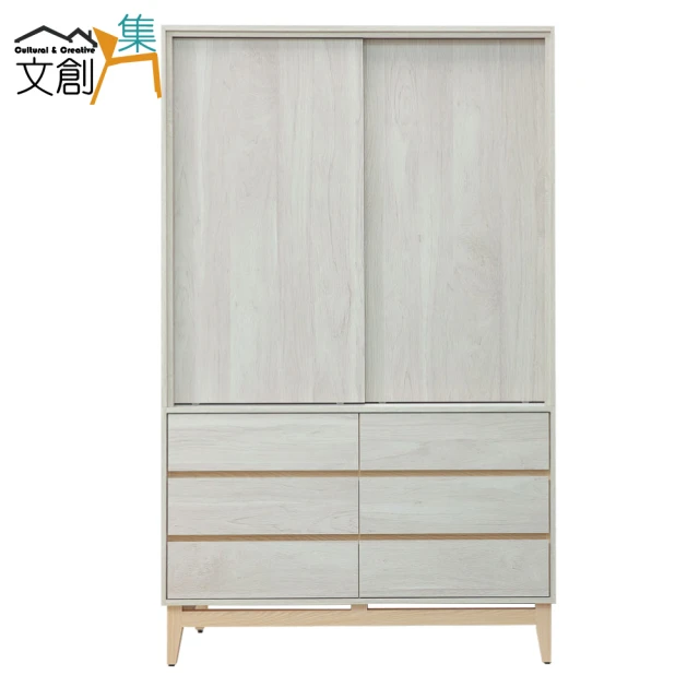 文創集 普伊斯4.1尺推&開門三抽衣櫃(二色可選)好評推薦