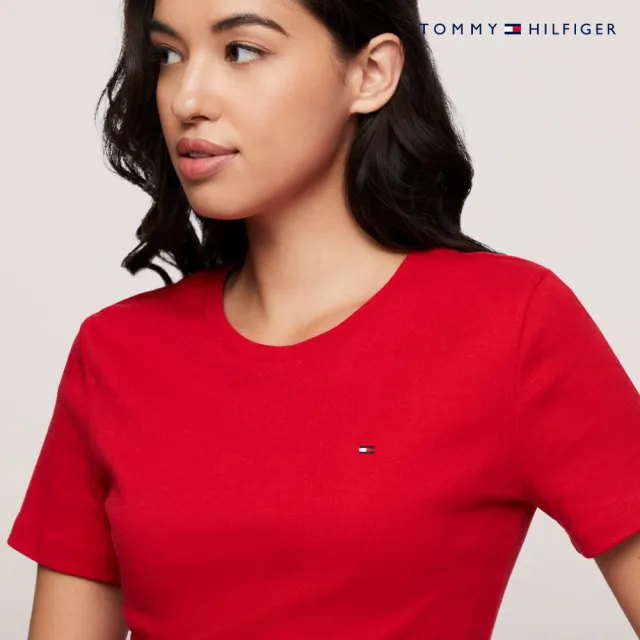 【TOMMY HILFIGER】官方旗艦館 旗幟刺繡圓領 T 恤_紅色
