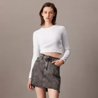 【Calvin Klein】官方旗艦館 CK Monogram 貼身羅紋針織 T恤_白色