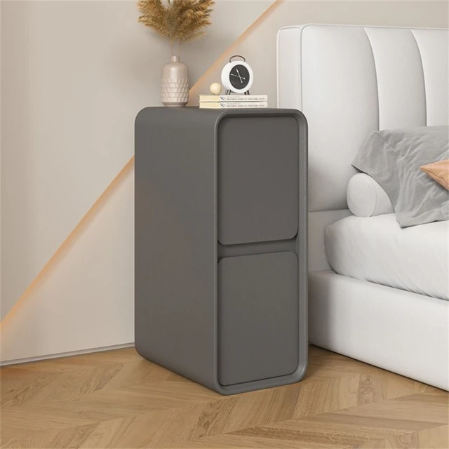 Lexiang樂享 福利品-床頭櫃 邊櫃 全實木臥室迷你床頭櫃小戶型窄小現代簡約輕奢灰色(茶几/邊幾/床頭櫃)