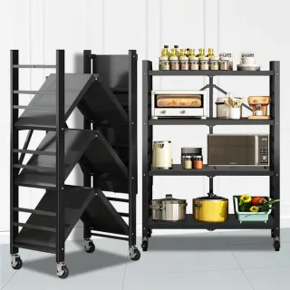 【ONE HOUSE】四層70寬_升級全碳鋼 洛克免組裝折疊置物架73x38x125CM  1入(鐵架/收納架/電器櫃/層架)