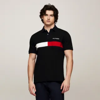 【Tommy Hilfiger】官方旗艦館 Tommy 旗幟Polo 衫_黑色