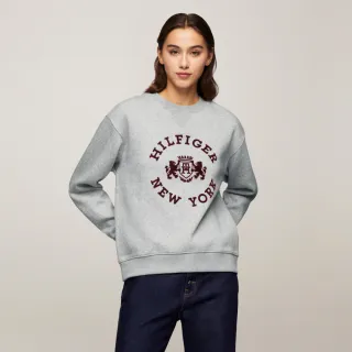 【TOMMY HILFIGER】官方旗艦館 學院風植絨徽章衛衣_灰色
