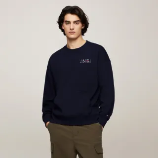 【TOMMY HILFIGER】官方旗艦館 彈力棉質標誌衛衣_藍色