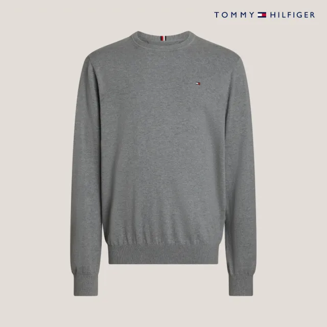 【TOMMY HILFIGER】官方旗艦館 Signature圓領毛衣_灰色