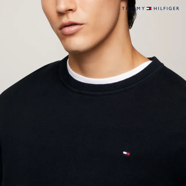 【TOMMY HILFIGER】官方旗艦館 Signature圓領毛衣_藍色