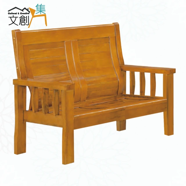 文創集 艾璞樟木色二人座柚木實木椅(附贈布質坐墊) 推薦