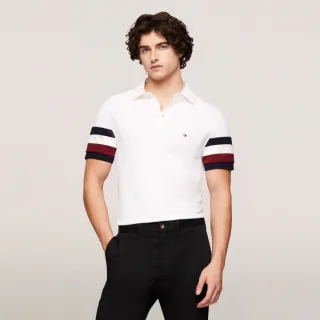【Tommy Hilfiger】官方旗艦館 經典條紋修身 Polo 衫_裸色