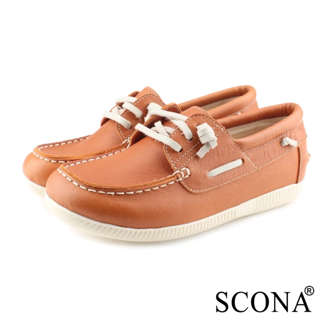SCONA 蘇格南 全真皮 舒適休閒帆船鞋(灰白色 7356