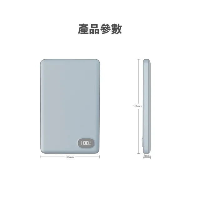 5000mah 20W超薄磁吸無線充電行動電源MCK-WCC(支持Type-C/適用MagSafe/鋁合金材質)