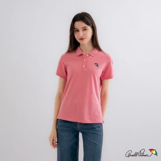 【Arnold Palmer 雨傘】女裝-經典大傘刺繡短袖POLO衫(珊瑚粉)