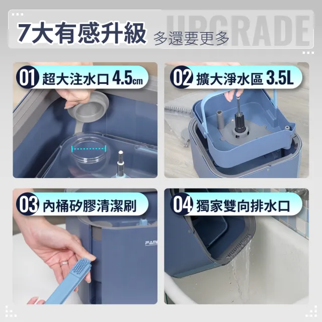 【FL 生活+】第二代淨污分離省水旋轉拖把組(汙水分離 乾濕兩用拖把 免手洗拖把 YG-229)